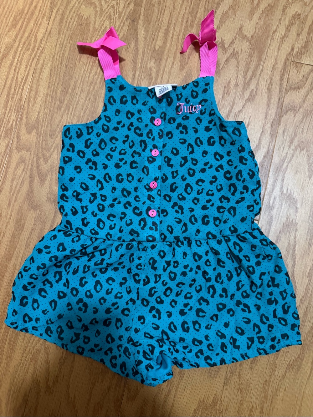 Juicy Couture Teal Leopard Print Romper - 3T
